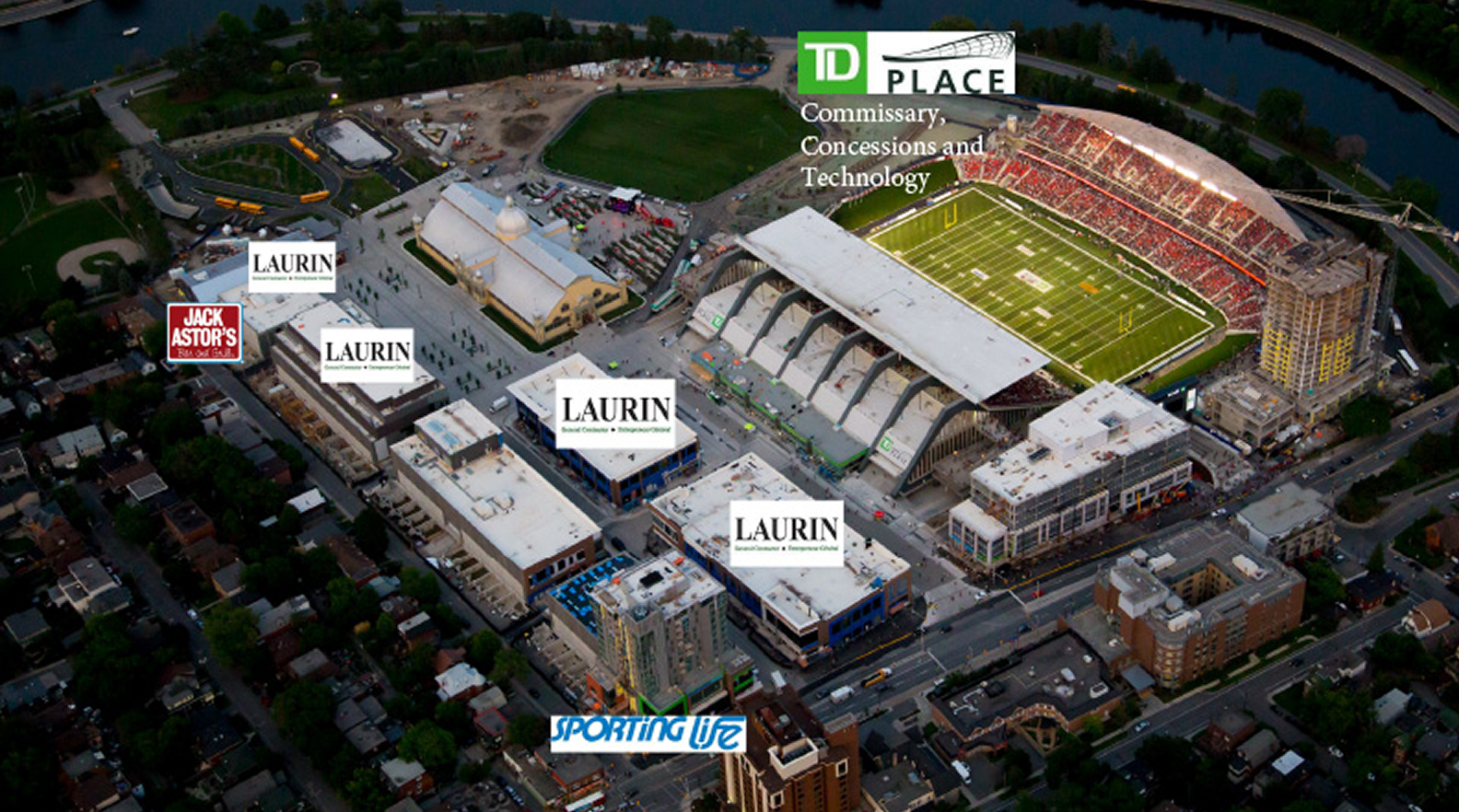 Bird's Eye View of TD Place, indicating Laurin projects